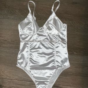 White satin corset top